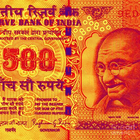 Mahatma Gandhi 500 rupees banknote Digital Art by Jean luc Comperat ...