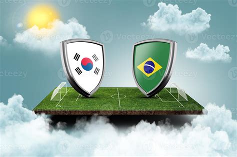 Brazil vs South Korea Versus screen banner Soccer concept. football ...