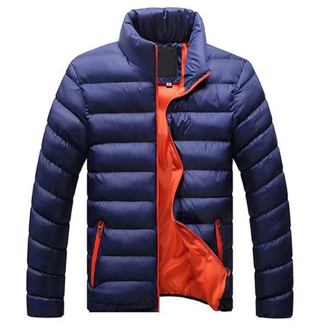 Men Casual Warm Jacket Solid thin breathable Cotton Winter Jackets Men ...