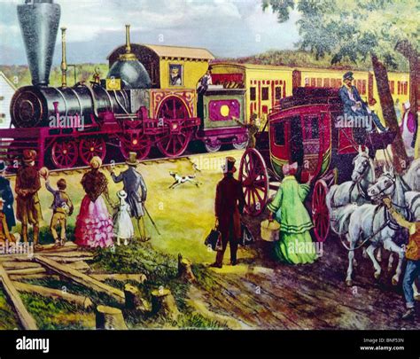 First train in town in 1860s hi-res stock photography and images - Alamy