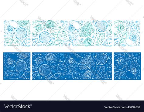 Shell seamless pattern set Royalty Free Vector Image