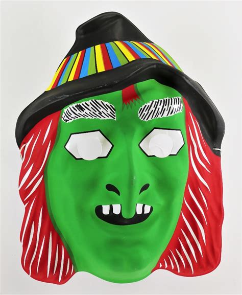 Vintage Green Witch Halloween Mask Ben Cooper Collegeville Y172 | The ...