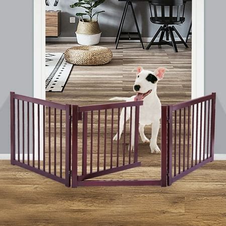 Jaxpety 24" Dog Pet Gate Indoor Barrier Free Standing Folding Safety Fence Security 3 Panel ...