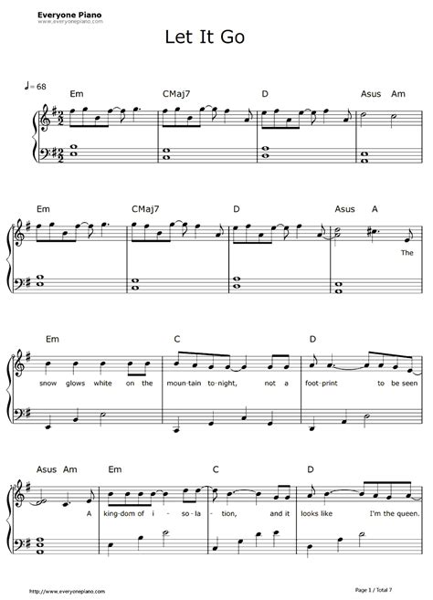 Let It Go Piano Sheet Music Easy Letters