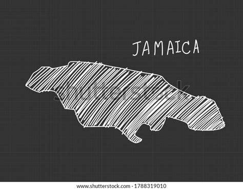 Jamaica Map Freehand Sketch On Black Stock Vector (Royalty Free ...