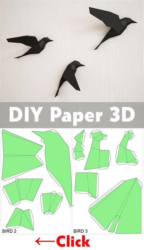 3D Papercraft Birds on Wall DIY Paper Model Sculpture - Etsy | Paper birds, Diy paper, Paper ...