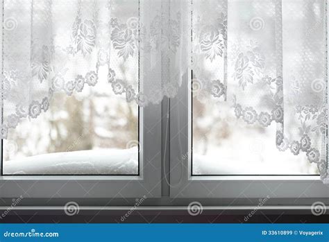 Window With View To A Snowy Winter Scene Stock Image - Image of cold ...