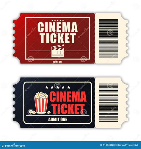 Movie Tickets. Red Couple Cinema Tickets Isolated On Transparent Background. Vector Illustration ...