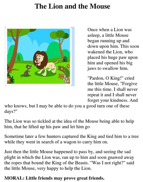 Patamata Praneel: THE LION AND THE MOUSE - CHILDRENS MORAL STORY IN ENGLISH