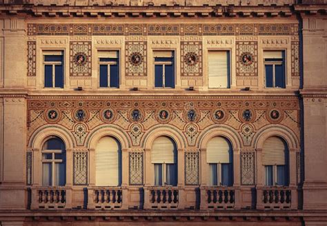 Vintage Historical Building Facade with Antique Decorations. Stock Photo - Image of city ...