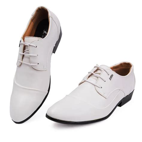 White Patent Leather Shoes Men Brand Men's Oxfords Business Shoes Dress ...