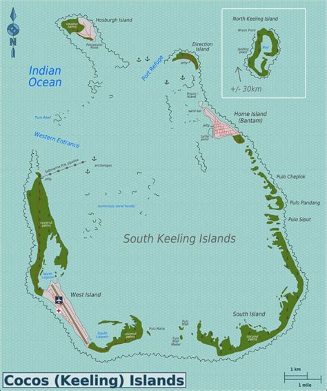 Cocos Islands Map | World Map of Cocos Islands | Cocos island, Island ...