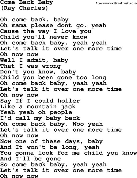 Come Back Baby, by The Byrds - lyrics with pdf