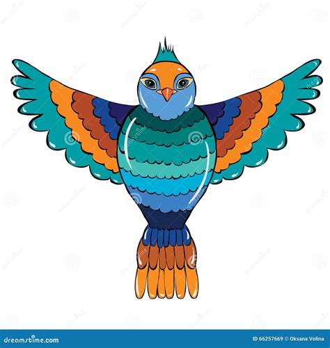 Vector Illustration of a Colorful Bird in Flight with Wings Wide Stock ...