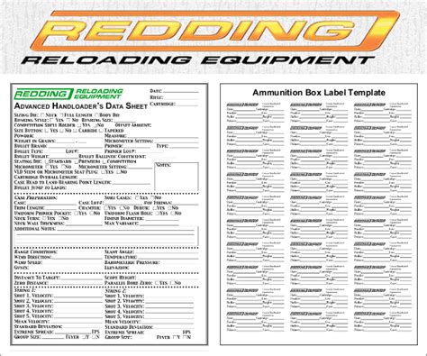 FREE Printable Reloading Data Sheets and Box Label Templates « Daily Bulletin