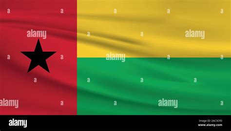 Waving Guinea Bissau flag, official colors and ratio correct. Guinea Bissau national flag ...