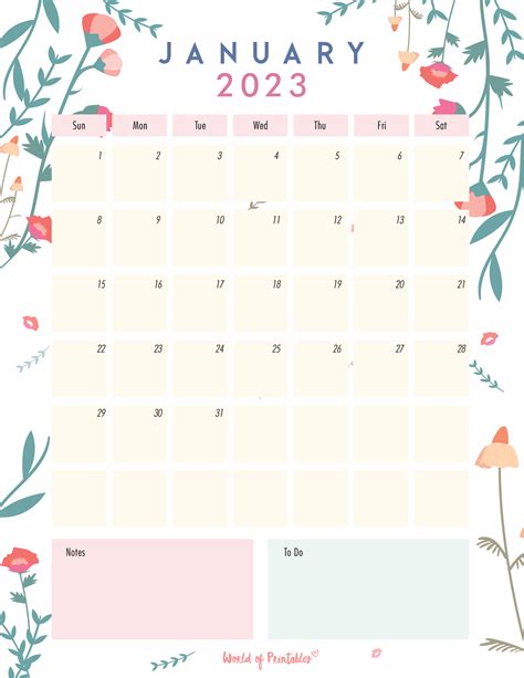 January 2023 Calendar Aesthetic | Free printable calendar templates, Planner calendar printables ...