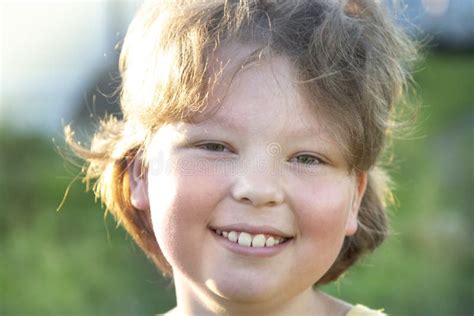 Portrait of a Cute Caucasian Boy Smiling Summer Outdoors, Laughing Children Stock Photo - Image ...