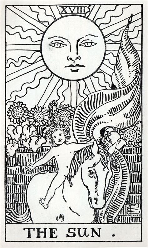 rider waite tarot black and white - Google Search #tarotcards | The sun tarot card, The sun ...