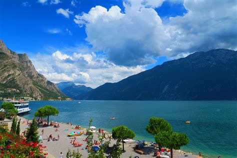 Limone beach. Lake Garda, Italy. Garda Italy, Lake Garda, Mountains ...