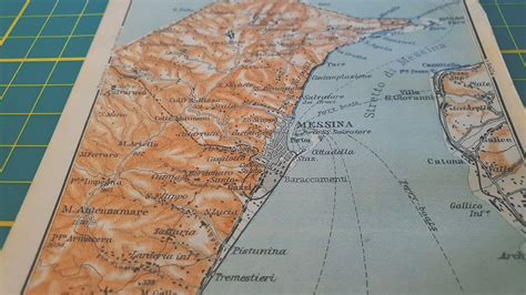 1911 Vintage Strait of Messina Map