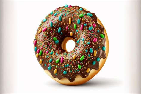 Premium AI Image | A donut with chocolate icing and multicolored ...