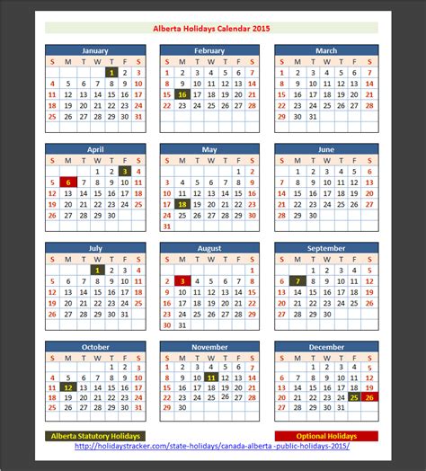 Alberta (Canada) Public Holidays 2015 – Holidays Tracker