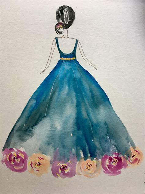 Blue dress. My art. Watercolor. 11x15" | Art, Watercolor dress, Watercolor