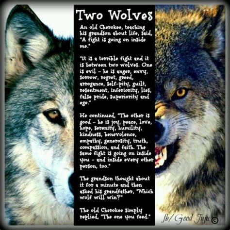 The two wolves | Two wolves, Wolf quotes, Poetry inspiration