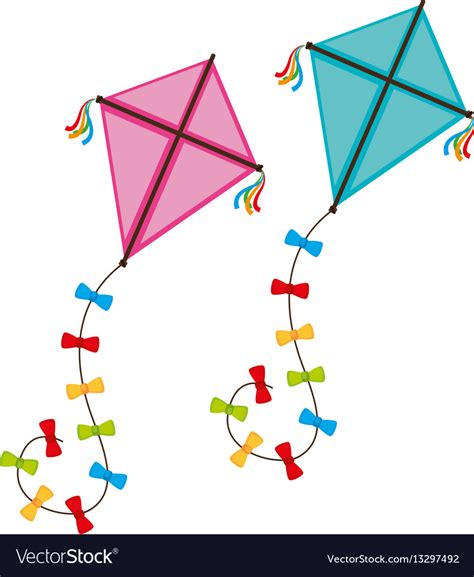 Cute kite flying icon Royalty Free Vector Image