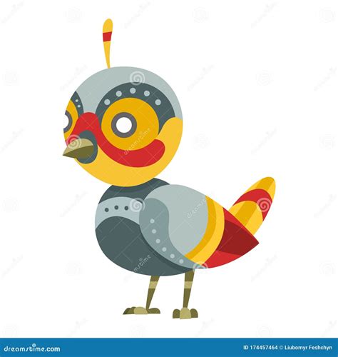 Vector Cartoon Mechanical Robotic Bird. Toy Androids with Artificial Intelligence, Pet for Games ...