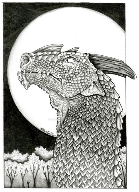 dragon with full moon by QuickSilverArtist on DeviantArt