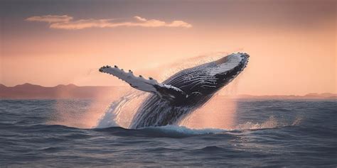 Premium Photo | Ocean Humpback Whale Breaching Sunrise