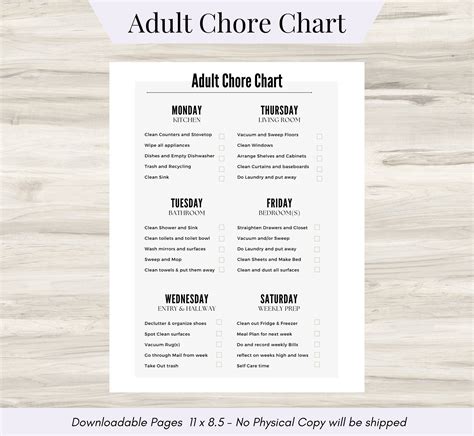 Adult Chore Chart Productivity Chart for Families Adults & | Etsy New Zealand