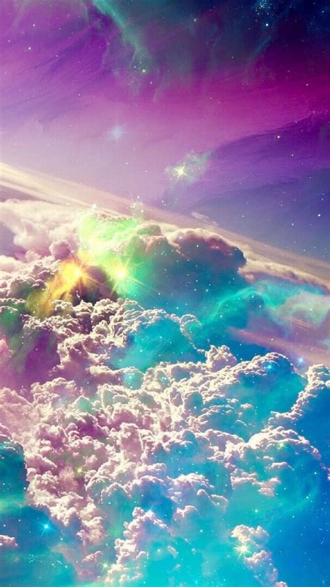 Rainbow clouds🌈🌈☁☁ | 幻想的なイラスト, 宇宙 絵, 綺麗な風景