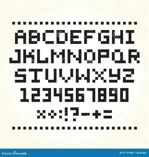 Pixel Art Style Font Vector Stock Vector - Illustration of character, symbol: 61727086