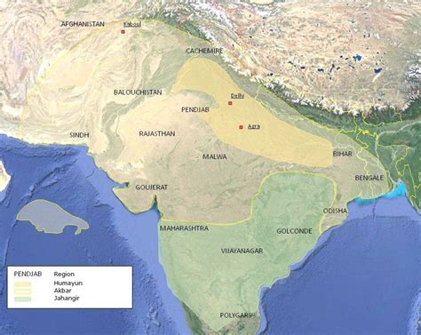 Map of the Mughals empire