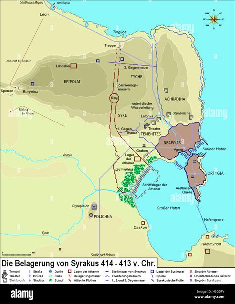 Map of the Siege of Syracuse during the Peloponnesian War 414-413 BC ...