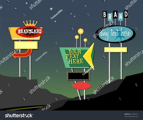 Vector Vintage Roadside Signs - 12857014 : Shutterstock