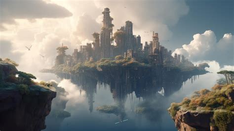 A floating island with a castle in the sky | Premium AI-generated image