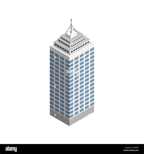 Vector Isometric Skyscraper City Building. Vector Isometric City Building Icon Isolated on White ...