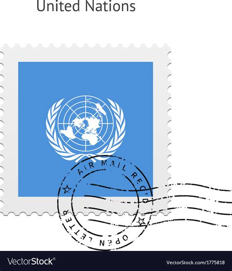 United nations flag postage stamp Royalty Free Vector Image