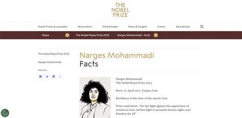 2023 Nobel Peace Prize "Narges Mohammadi" for Women in Iran - A STEP TOWARDS PEACE