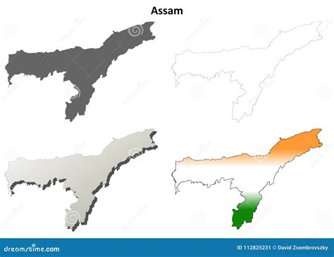 Assam Blank Detailed Outline Map Set Stock Vector - Illustration of ...