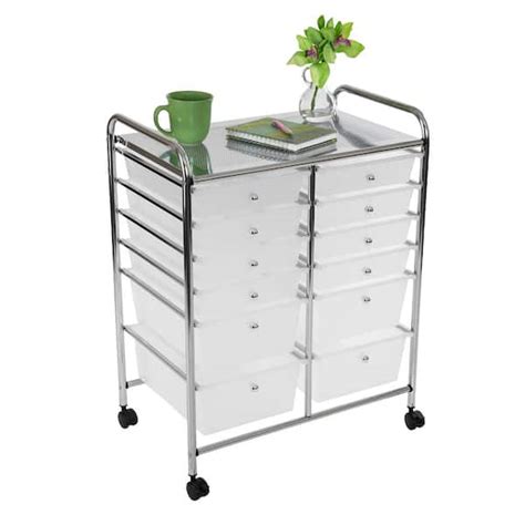 Seville Classics 12-Drawer Organizer Cart in Frost White WEB671 - The ...