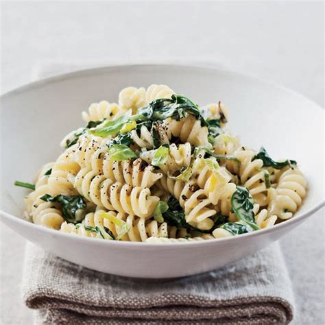 Fusilli with Creamed Leek and Spinach Recipe - Melissa Rubel Jacobson