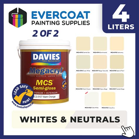 White Davies Paint Color Chart - Davies Megacryl Semi Gloss Latex Paint ...