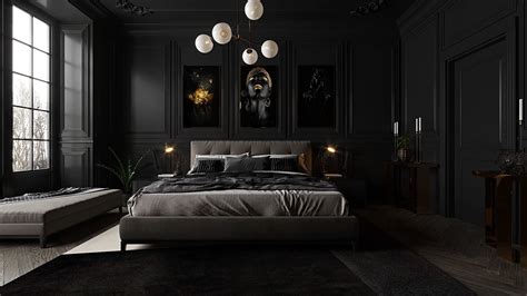 Black Bedroom on Behance | Black bedroom design, Huge bedrooms, Luxury ...