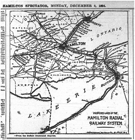 Map of the proposed Hamilton Radial Electric Railway