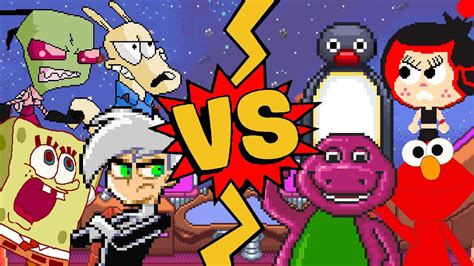 M.U.G.E.N Battles | SpongeBob/Zim/Rocko/Danny Phantom vs Pingu/Elmo/Barney/Hanazuki - YouTube